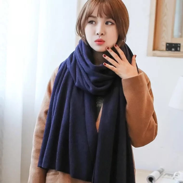 Scarf Female Winter Korean Version Of Knitted Wool  Cashmere Scarf Shawl Men And Women Solid Color Wild Collar