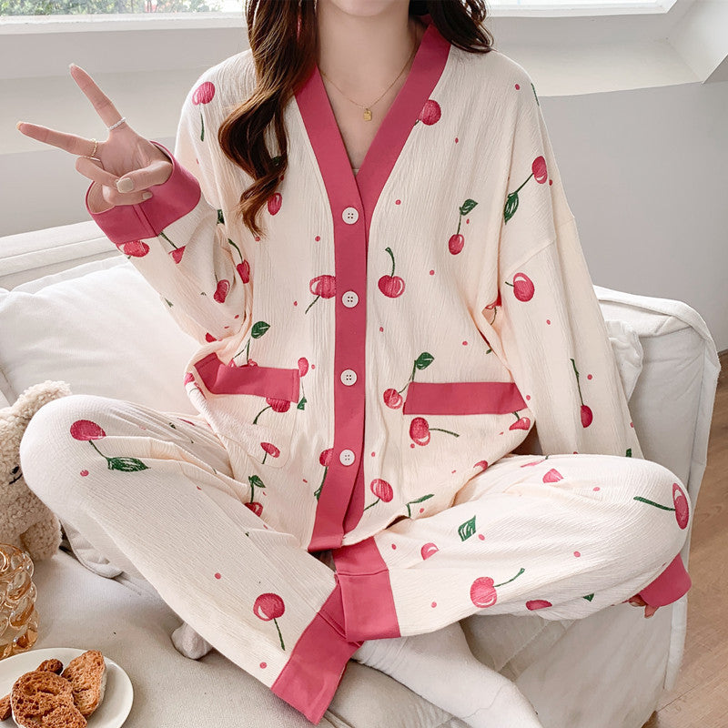 Women's Fashionable Floral Homewear Pajamas Suit