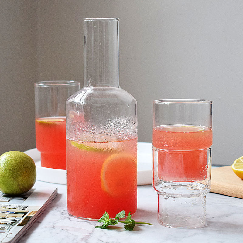 Bottle And Cup of cold and hot water Transparent Glass