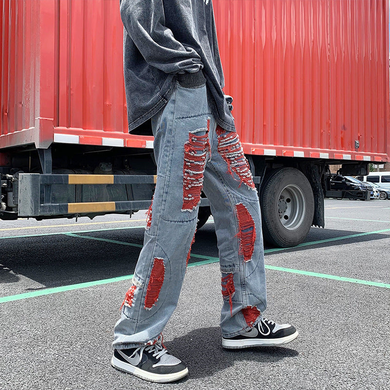 Mans vintage los geskeurde en verslete jeans