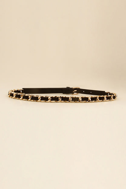 PU Chain Skinny Belt