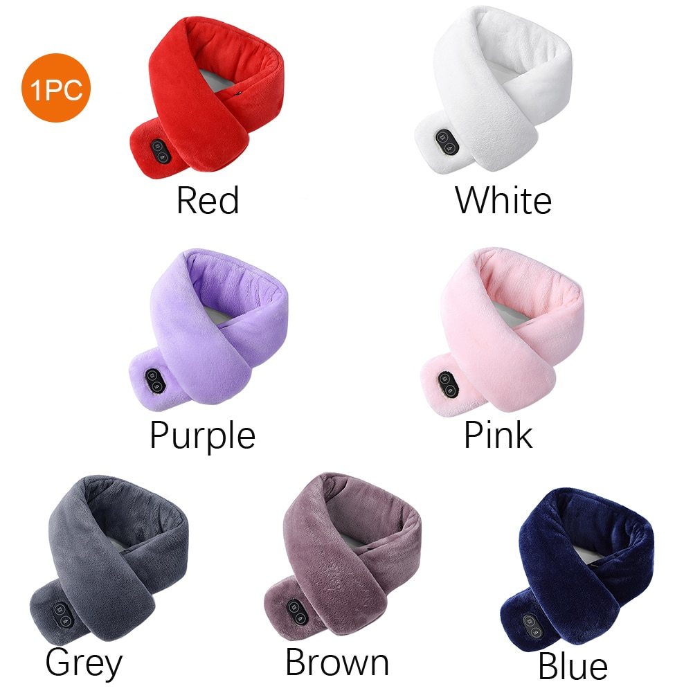 Women Men Soft Temperature Control Pain Relief Cervical Massage Shoulder Neck Wrap USB Heated Scarf Shawl Washable Winter Warm