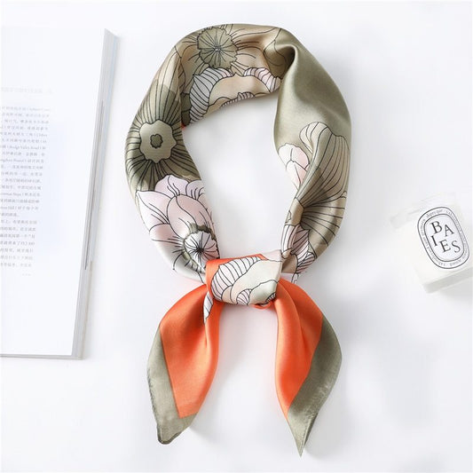 Silk Floral Pattern Silk Scarf Women Spring Summer New Square Scarf