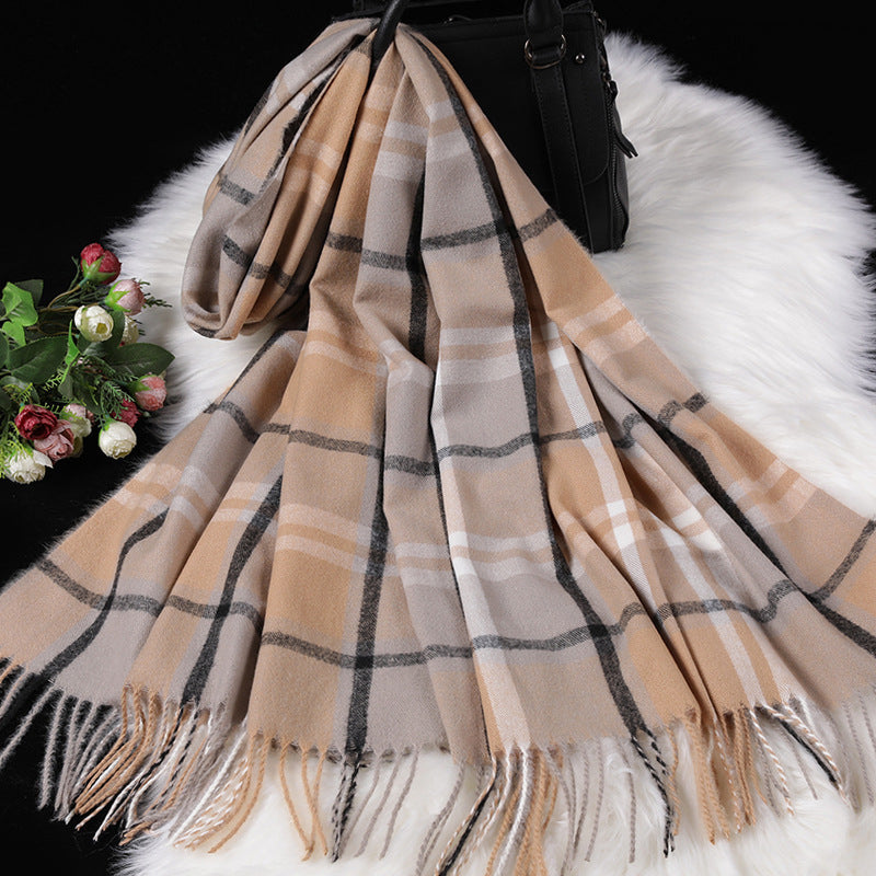 Herfs Winter Nuwe Vroue Britse Kasjmier Geruite Serp Dames 200x70 Dubbelkant Warm Plaid Tossel Sjaal Serp