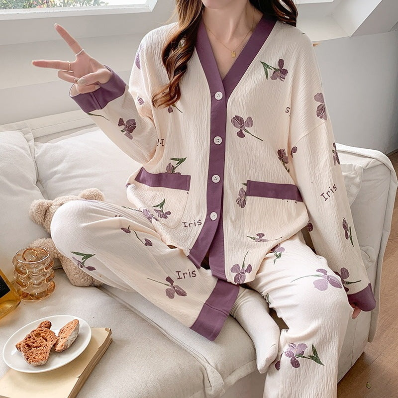 Women's Fashionable Floral Homewear Pajamas Suit