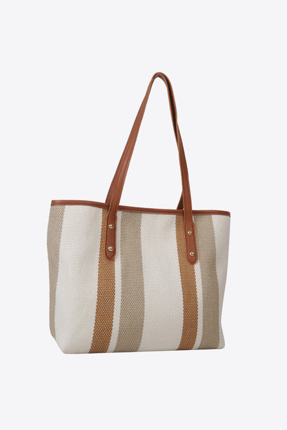 Striped Straw Tote Bag