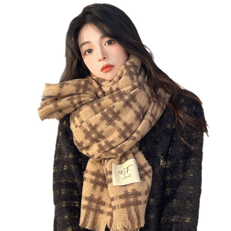 Korean Style Plaid Scarf Winter Women