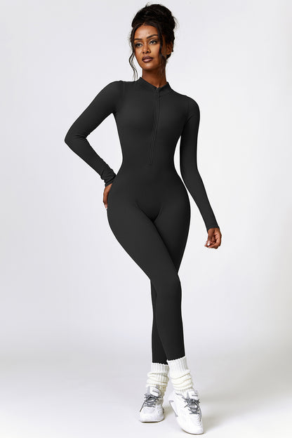 Half rits Langmou Aktiewe Jumpsuit