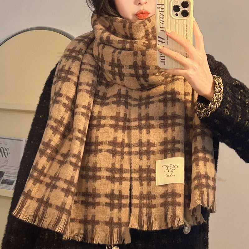 Korean Style Plaid Scarf Winter Women