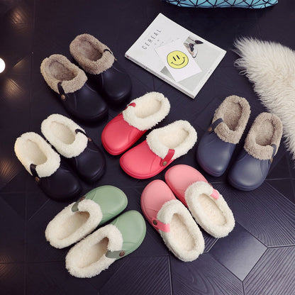 Waterproof cotton slippers women winter platform