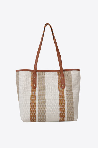 Striped Straw Tote Bag