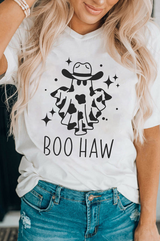 Short Sleeve BOO HAW Ghost Graphic T-Shirt