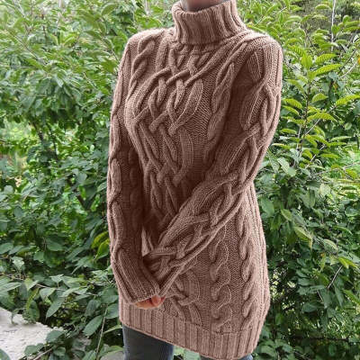 Women's Sweater Dress Autumn Winter Thick Double Lapels Long Sweater