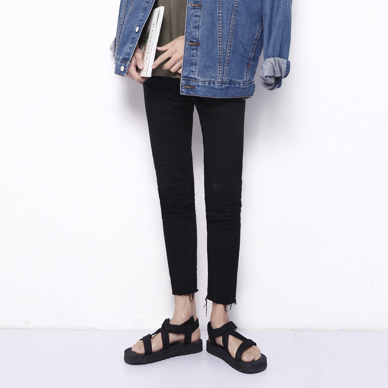 Mens Fashion Slim Fit Nine-quarter Jeans