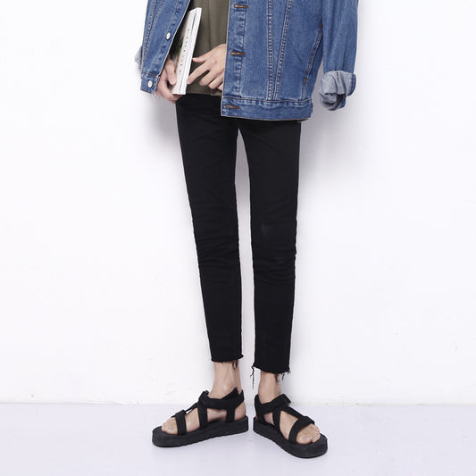 Mens Fashion Slim Fit Nine-quarter Jeans