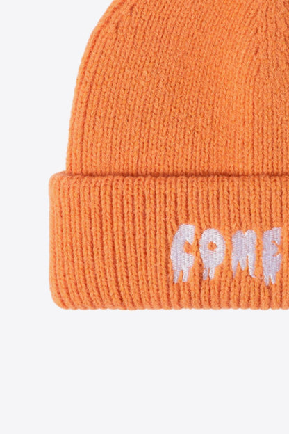 COME ON Embroidered Cuff Knit Beanie