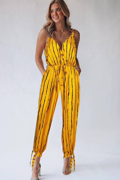 Gestreepte Kontras Das Enkel Spaghetti Strap Jumpsuit