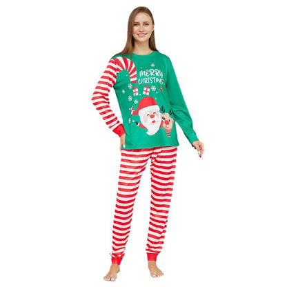 Cartoon Santa Claus Letter Printing Parent-child Christmas Pajamas Home Wear Suit