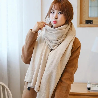 Scarf Female Winter Korean Version Of Knitted Wool  Cashmere Scarf Shawl Men And Women Solid Color Wild Collar