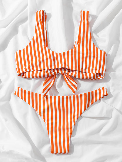 Striped Wide Strap Two-Piece Swim Set