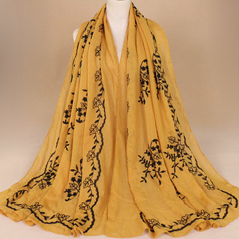 Cotton Embroidered Long Scarf For Indian Women