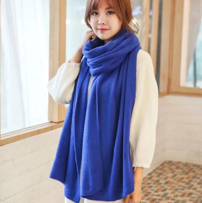 Scarf Female Winter Korean Version Of Knitted Wool  Cashmere Scarf Shawl Men And Women Solid Color Wild Collar