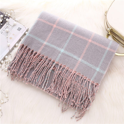 Double-sided plaid scarf women