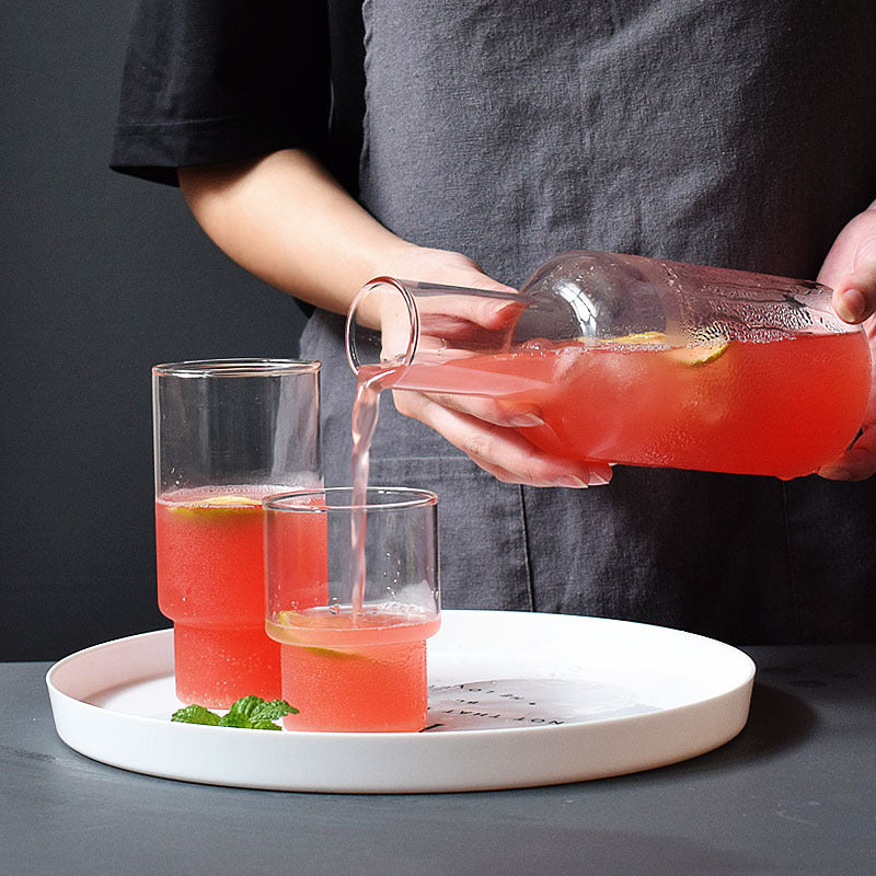 Bottle And Cup of cold and hot water Transparent Glass