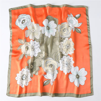 Silk Floral Pattern Silk Scarf Women Spring Summer New Square Scarf