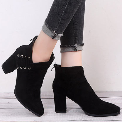 Fashion Ankle Boots Women Pointed-toe Zipper Shoes Lady