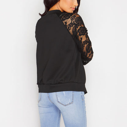 Women Bomber Jacket With Lace