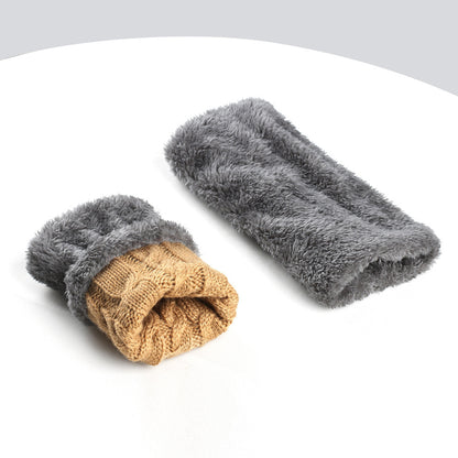 Winter Plush Gloves Twist Knitted Fingerless Fleece Gloves Women Warm Thickened Woolen Gloves