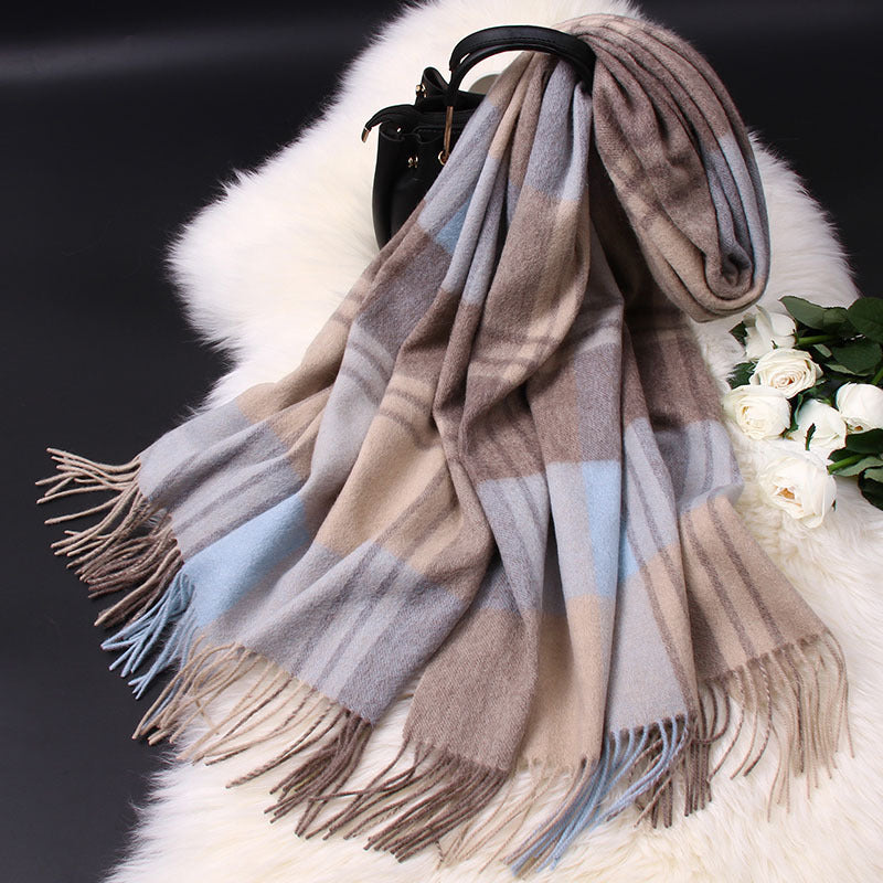 Plaid Scarf Women Wild 100 Wool British Bib Shawl
