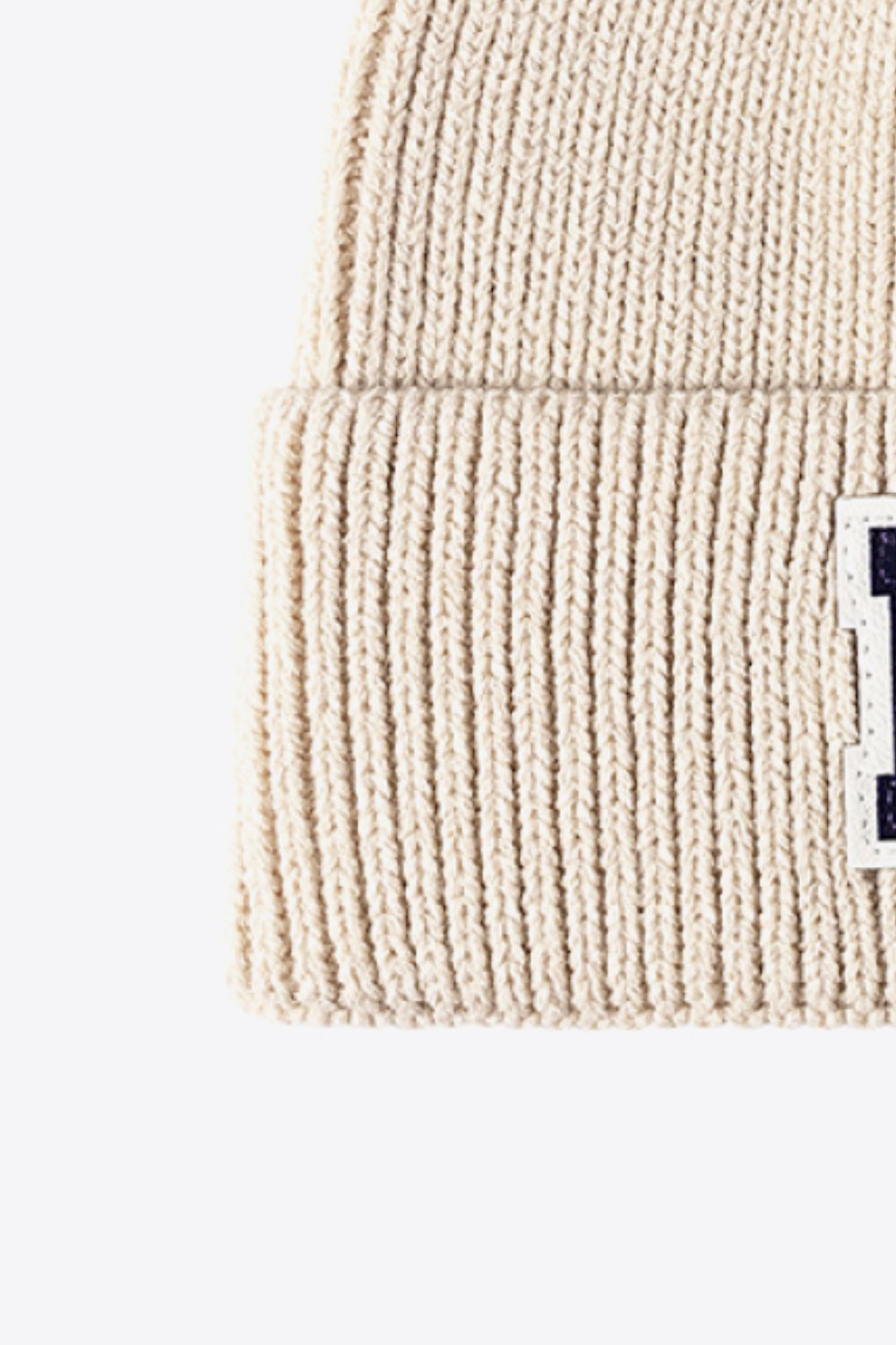 Letter Patch Cuffed Knit Beanie