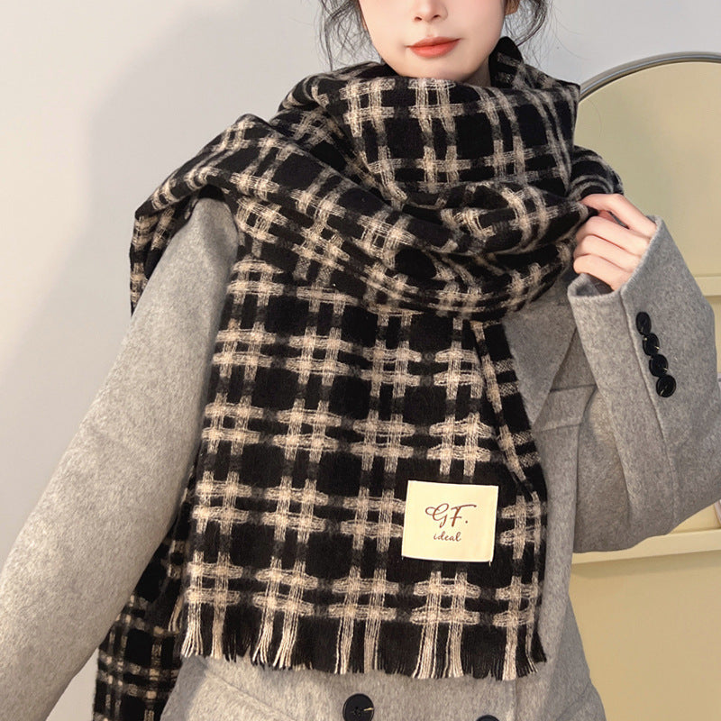 Korean Style Plaid Scarf Winter Women