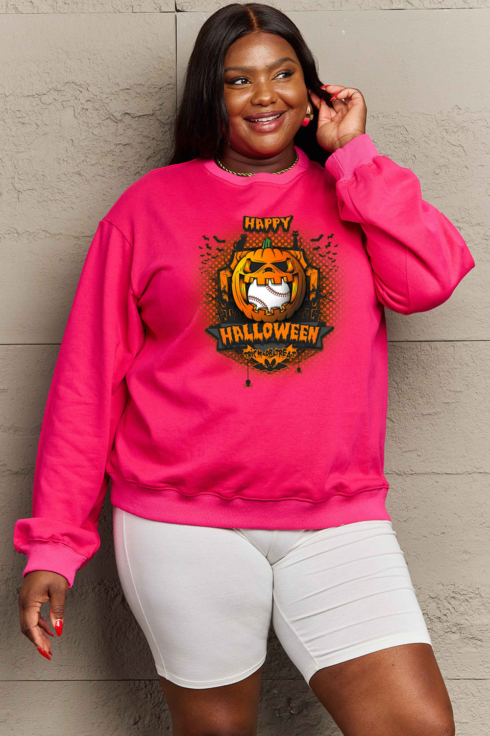 Simply Love Full Size HAPPY HALLOWEEN Graphic Sweatshirt