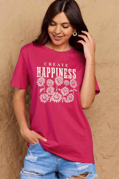 Simply Love Full Size CREATE HAPPINESS Graphic Cotton T-Shirt