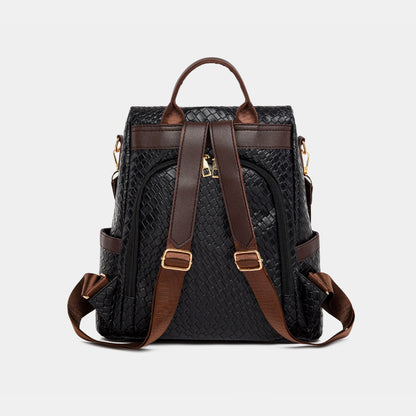 PU Leather Adjustable Straps Backpack Bag