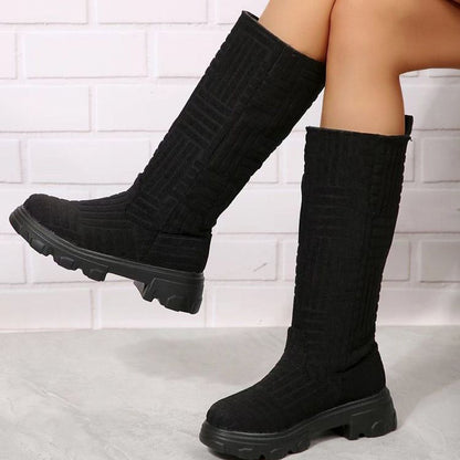 Mid Calf Boots Fashion Platform Western Boots Women Autumn Winter Shoes