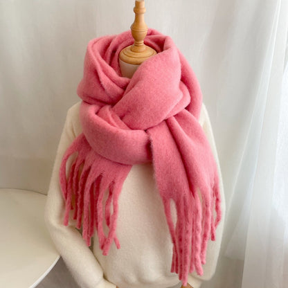 Thick Mohair Fluffy Scarf Warm Plush Scarf For Women