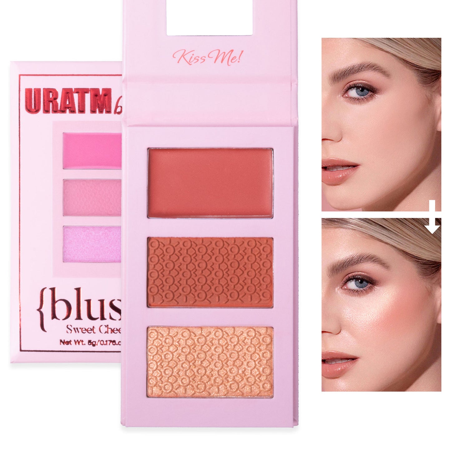 Three-color Highlight Blusher Plate Matte Shimmer Three-dimensional Repair