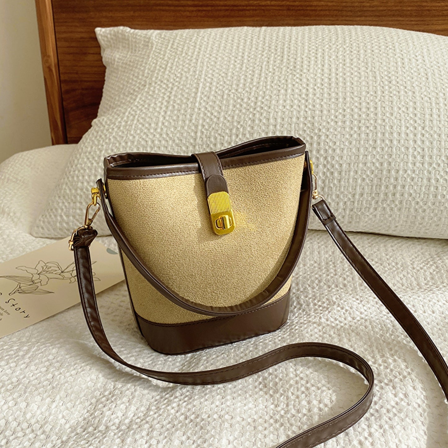 PU Leather Bucket Crossbody Bag