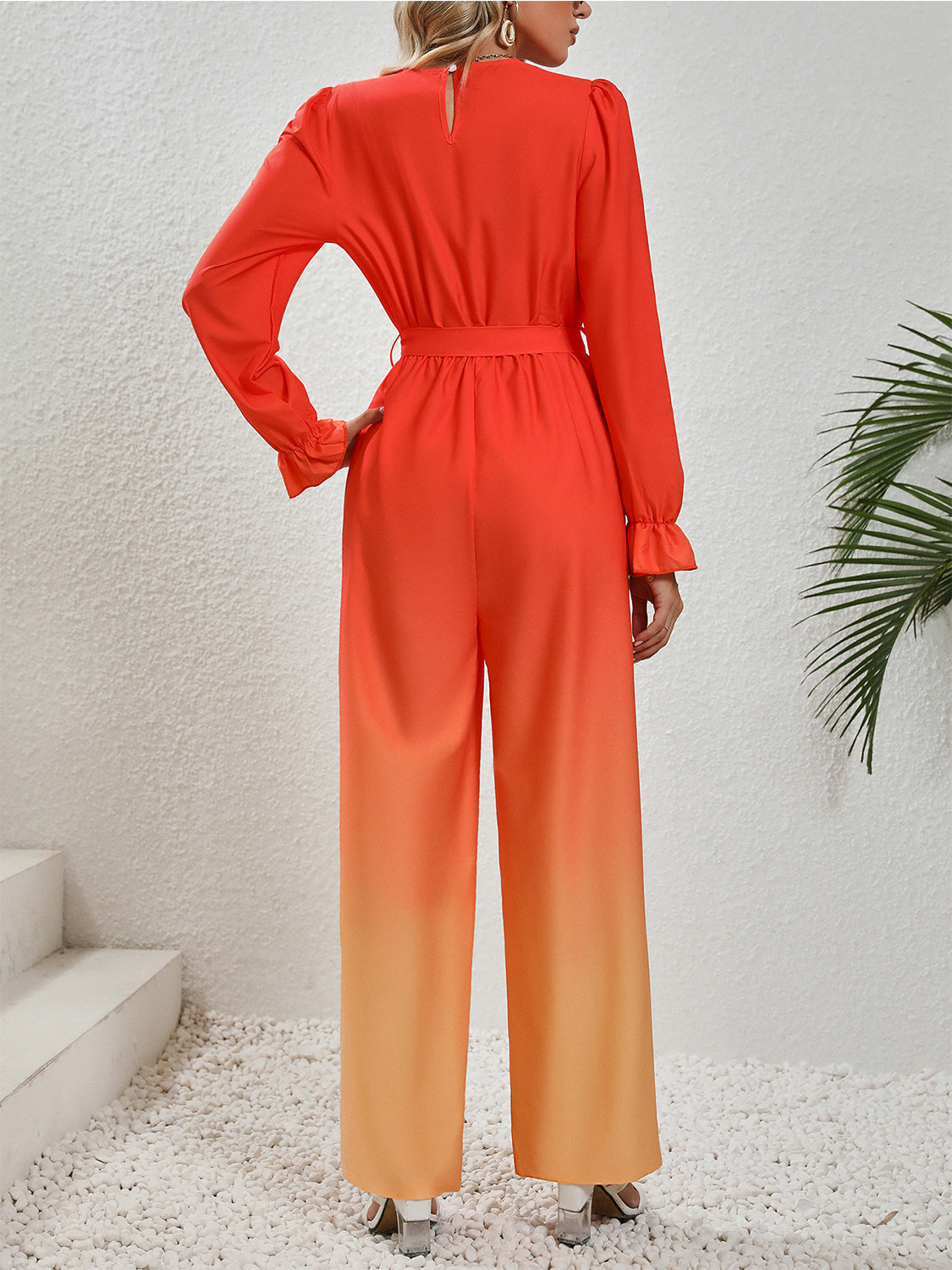 Gradient Tie Front Voltsmou Jumpsuit