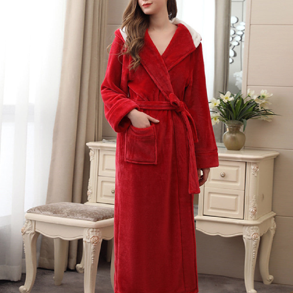Plus Fat Coral Velvet Bathrobe Pajamas For Men