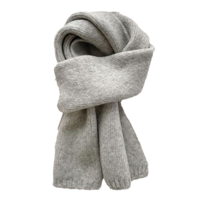 All-match Knitted Scarf For Women Pure Color Warm Keeping Small Scarf