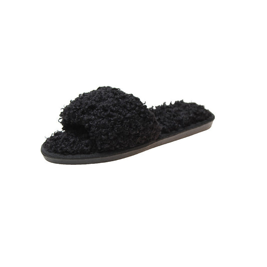 Sheep curl women slippers suitable for non-slip cotton slippers