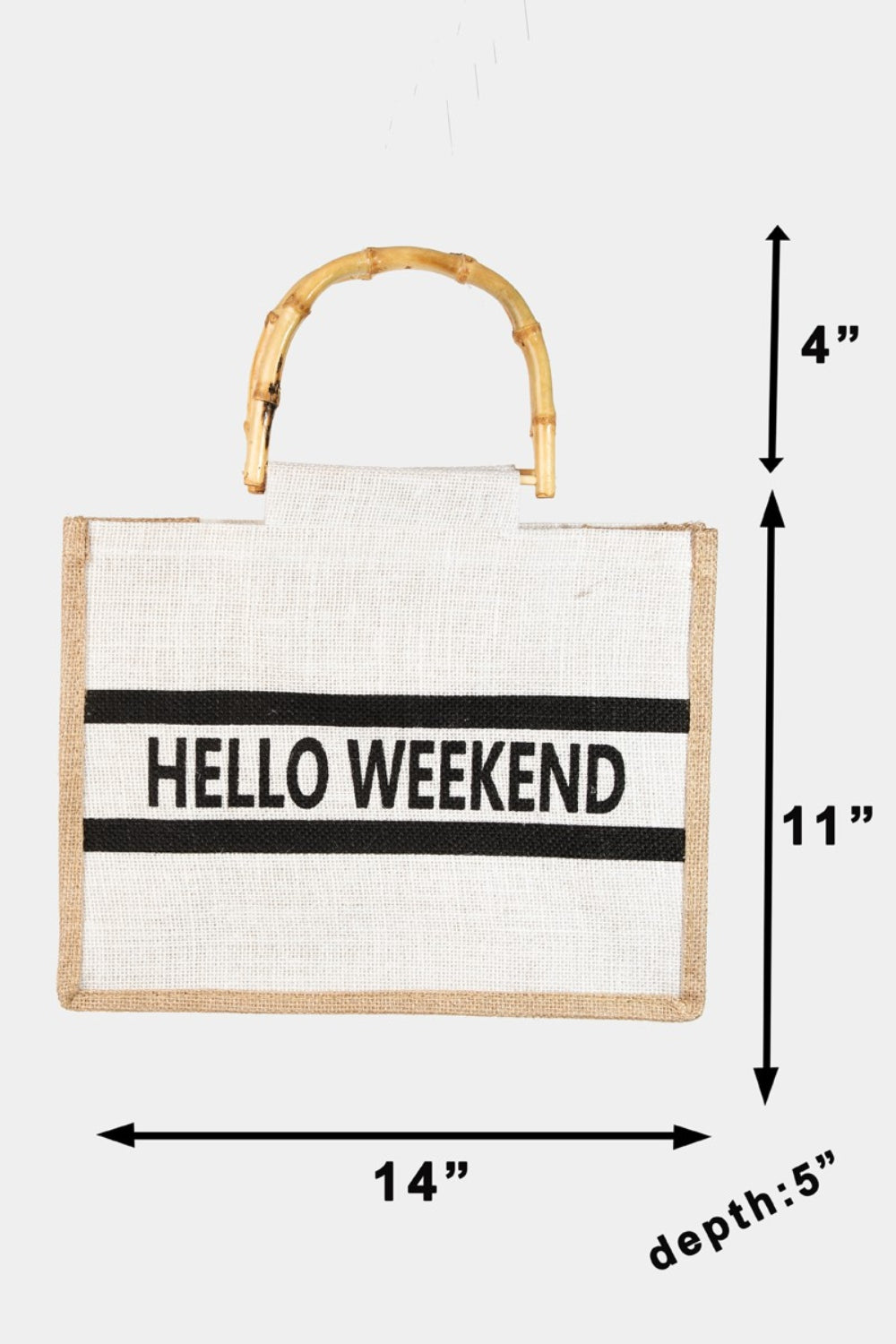 Fame Bamboo Handle Hello Weekend Tote Bag