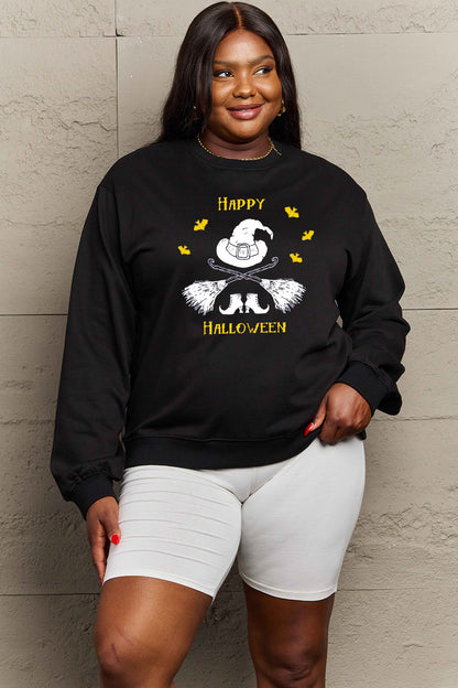 Simply Love Full Size HAPPY HALLOWEEN Graphic Sweatshirt