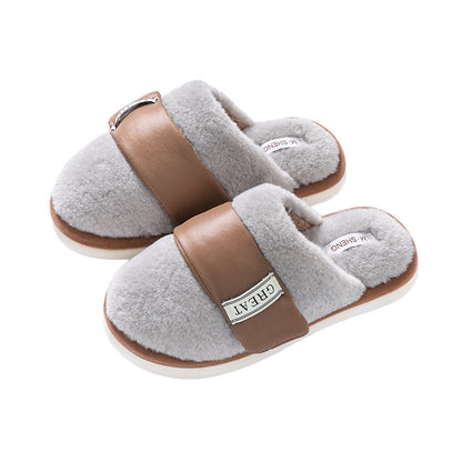 Hook Furry Slippers For Women Autumn And Winter Indoor Home Slipper Plus Velvet Warm Couple Bedroom Cotton Shoes