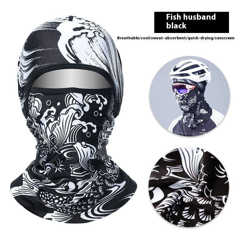 Summer Ice Silk Sun Protection Mask Men's Head Cover Full Face Fishing Sun Protection Scarf